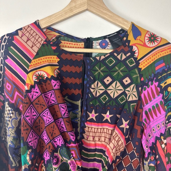 DESIGUAL geometric print wrap style dress size EUR 36 US 4 XS - Picture 4 of 13